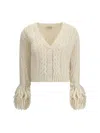 Moncler Alpaca Blend Cardigan V-neckline In Neutral