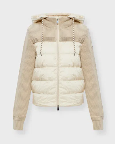 Moncler Cardigan Padded Quilt In Sand
