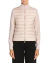 Moncler Wool Quilted Cardigan In Pink