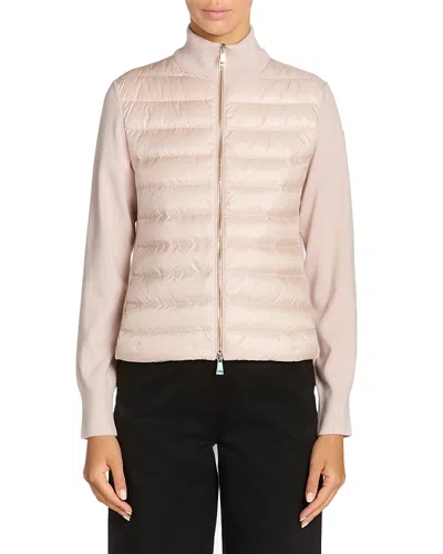 Moncler Cardigan Puffer Jacket In Pink