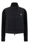 Moncler Grenoble High Neck Quilted Cardigan In Black