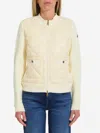 Moncler Womens Miscellaneous Hybrid Logo-badge Nylon And Cotton-knit Cardigan Xl In Neutral