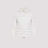 Moncler Quilted High Collar Ribbed Cuffs Jacket In White
