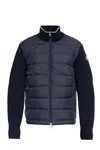 Moncler Padded Zip-up Cotton Cardigan Clothing In Blue
