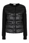 Moncler Cardigan With Padded Front Panel In Black