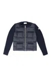 Moncler Girl's Combo Knit Cardigan In Blue