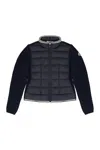 Moncler Cardigan With Padded Front Panel In Blue