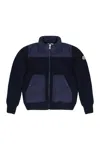 Moncler Blue Cardigan For Boy With Logo In Blue