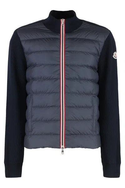 Moncler Padded Cotton Zip-up Cardigan In Night Sky