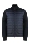 Moncler Nylon And Wool Padded Jacket In Blue