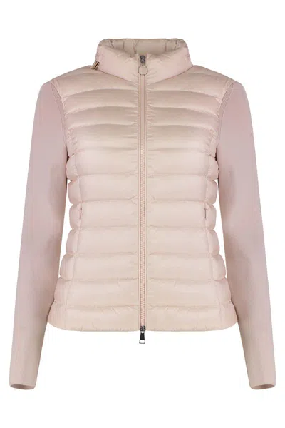 Moncler Padded Front Panel High Neck Jacket In Black