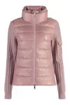 Moncler Nylon Down Cardigan In Pink