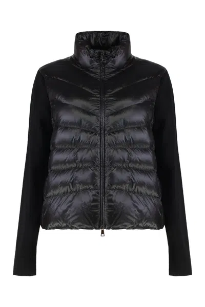 Moncler Cardigan With Padded Panels In Black