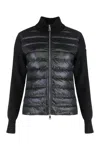 Moncler Women Padded Wool Cardigan With Zip In Black