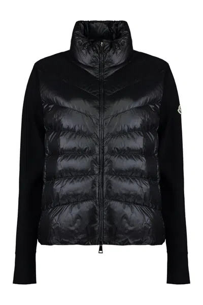 Moncler Cardigan With Padded Panels In Black