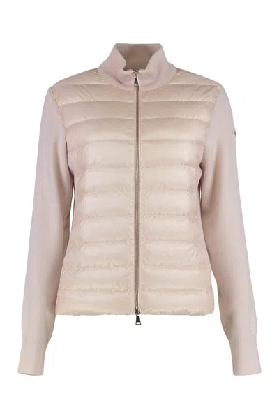 Moncler Padded Panel Knit Cardigan In Neutral