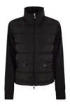 Moncler Padded Viscose Blend Zip-up Sweatshirt In Black
