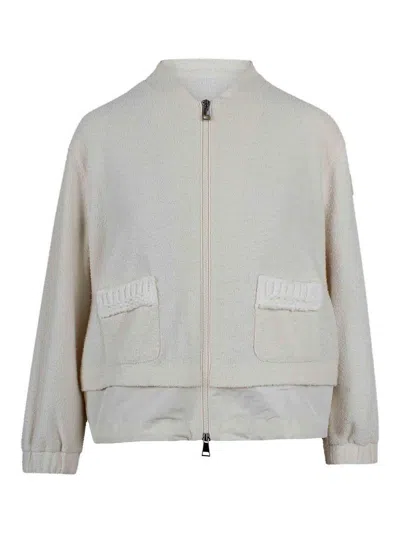 Moncler Cardigan With Patch Pockets In White