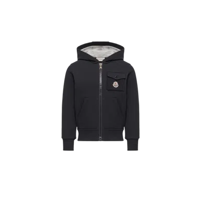 Moncler Kids' Cardigan Zippé En Coton À Empiècement Logo, Garçons, Bleu, Taille: 12a In Black