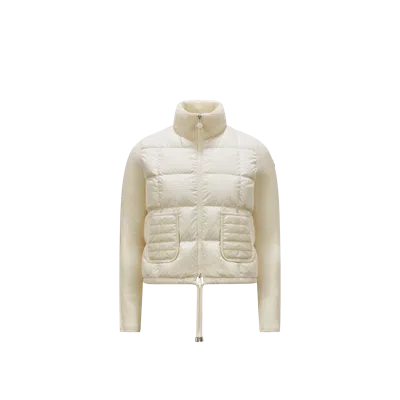 Moncler Square-quilted Padded Wool Zip-up Cardigan White