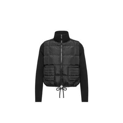Moncler Cardigan Zippé En Laine À Matelassage En Carré, Femme, Noir, Taille: Xs In Black