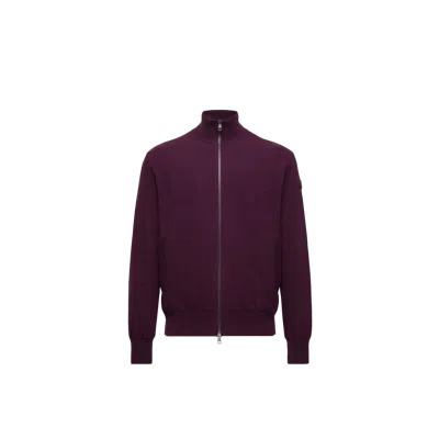 Moncler Cardigan Zippé En Laine Et Cachemire In Burgundy