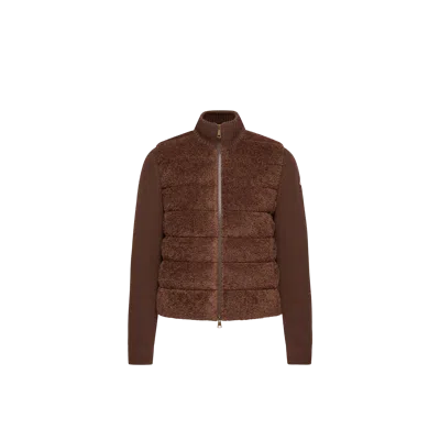 Moncler Padded Teddy & Wool Zip-up Cardigan, Women, Brown, Size: S