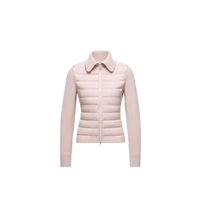 Moncler Cardigan Zippé En Laine Matelassée, Femme, Rose, Taille: Xs In Pink