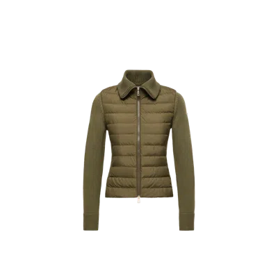 Moncler Cardigan Zippé En Laine Matelassée, Femme, Vert, Taille: M In Green