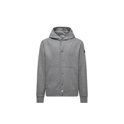 MONCLER WOOL BLEND ZIP-UP HOODIE, MEN, GRAY, SIZE: L