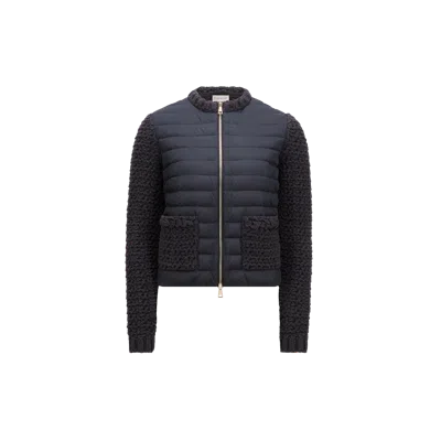 Moncler Padded Cotton Zip-up Cardigan Blue In Bleu