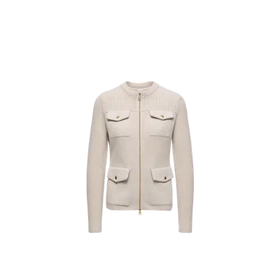 Moncler Cardigan Zippé Matelassé En Laine