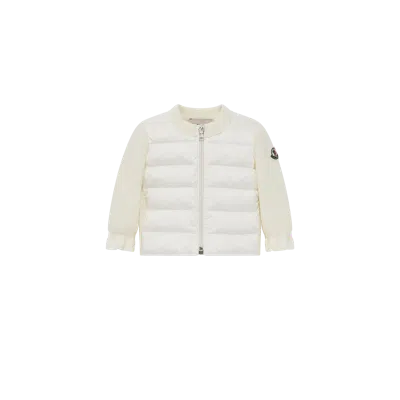 Moncler Kids' Cardigan Zippé Matelassé En Laine In Green