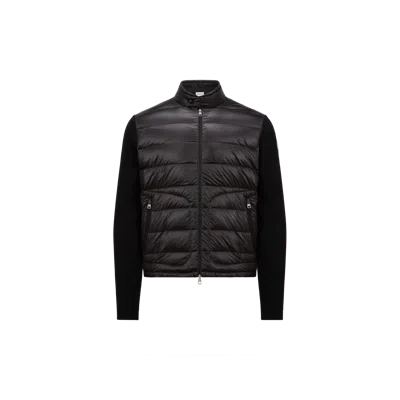MONCLER PADDED WOOL ZIP-UP CARDIGAN, MEN, BLACK, SIZE: XXL