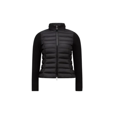 Moncler Padded Wool Zip-up Cardigan Black