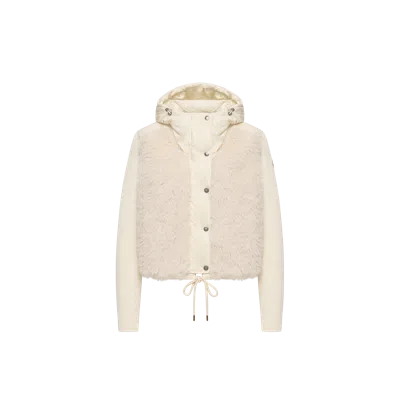 Moncler Cardigan Zippé Matelassé En Laine Et Cachemire Mélangés, Femme, Blanc, Taille: L