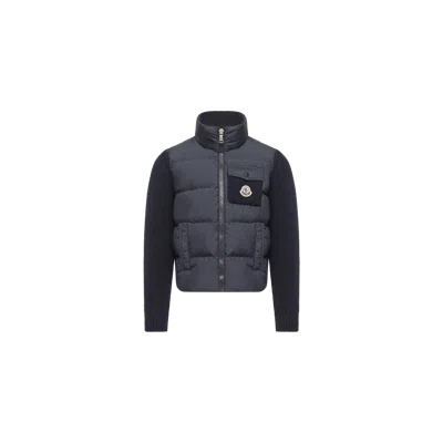 Moncler Kids' Cardigan Zippé Matelassé En Laine Et Cachemire Mélangés, Garçons, Bleu, Taille: 8a In Blue