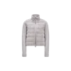 Moncler Cardigan Zippé Matelassé En Laine Et Teddy In Gray