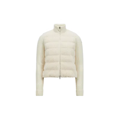 MONCLER CARDIGAN ZIPPÉ MATELASSÉ EN LAINE ET TEDDY