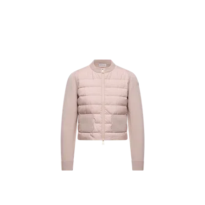 Moncler Padded Wool Zip-up Cardigan, Women, Beige, Size: Xs In Pink