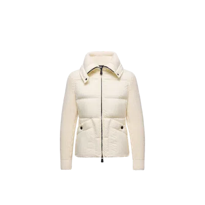 Moncler Padded Wool Zip-up Cardigan, Women, White, Size: Xs In Neutral