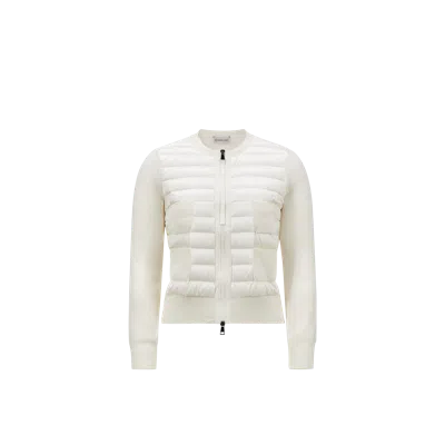 Moncler Padded Wool Zip-up Cardigan, Women, White, Size: Xs In Black