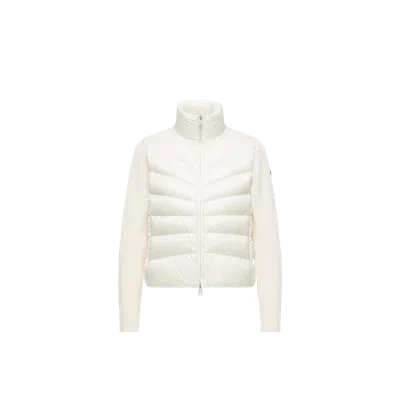 Moncler Padded Wool Zip-up Cardigan, Women, White, Size: Xl In Multi
