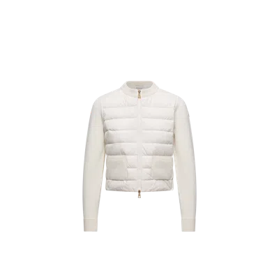 Moncler Wool Padded Zip-up Cardigan, Women, White, Size: Xs In Neutral