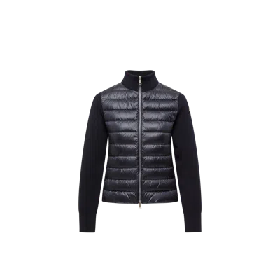 Moncler Padded Wool Zip-up Cardigan, Women, Blue, Size: S In Black