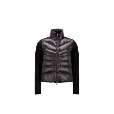 Moncler Cardigan Matelassé En Laine In Gray