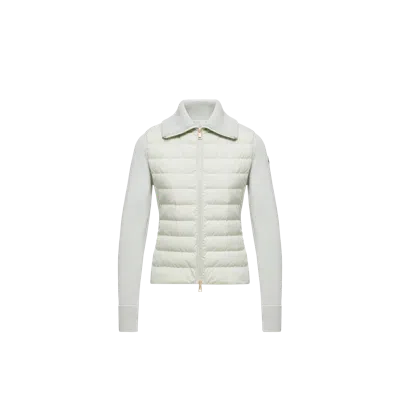Moncler Padded Wool Zip-up Cardigan In Gray