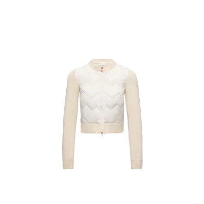 Moncler Padded Wool Blend Zip-up Cardigan, Women, White, Size: Xs