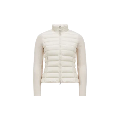 Moncler Padded Wool Zip-up Cardigan White