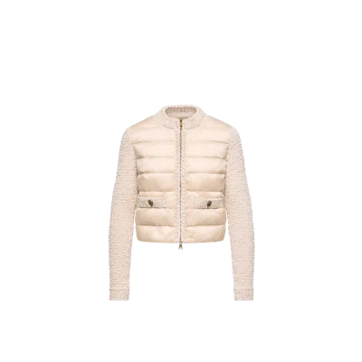 Moncler Padded Zip-up Cardigan, Women, Beige, Size: S In Neutral